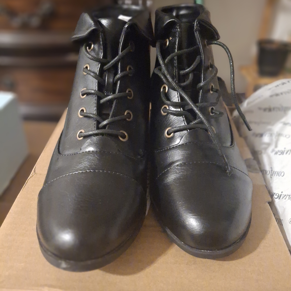 Black Lace-Up Ankle Boots